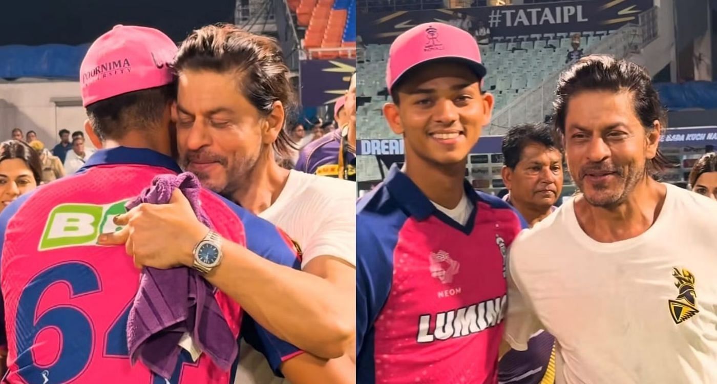  शाहरुख खान से गले मिलते हुए यशस्वी जायसवाल (Photos: X)