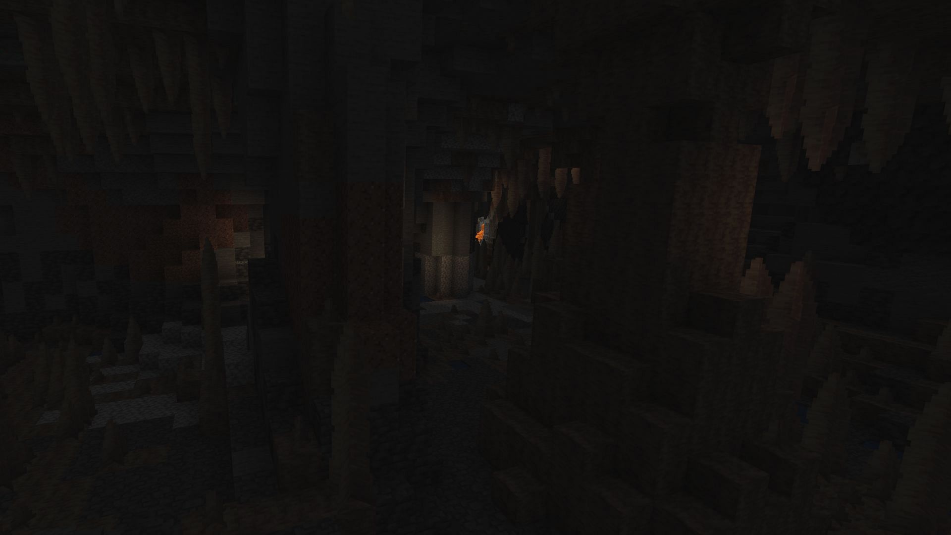One of the large dripstone caverns found near spawn (Image via Mojang)