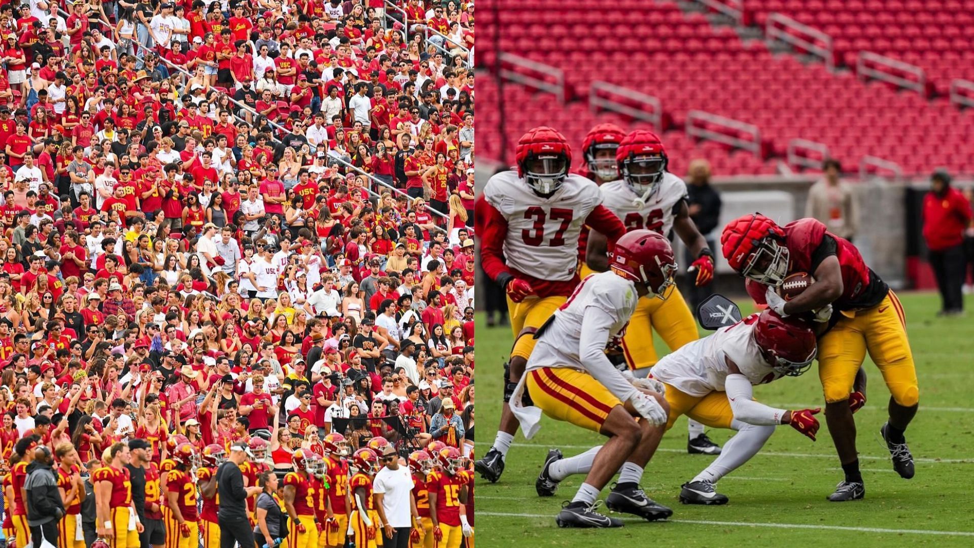 USC Trojans football team and their fans 