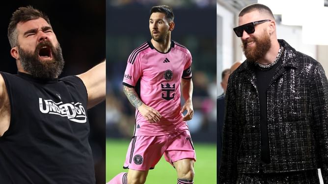 Jason and Travis Kelce playfully argue over Lionel Messi's Inter Miami appearance vs the World Cup stage