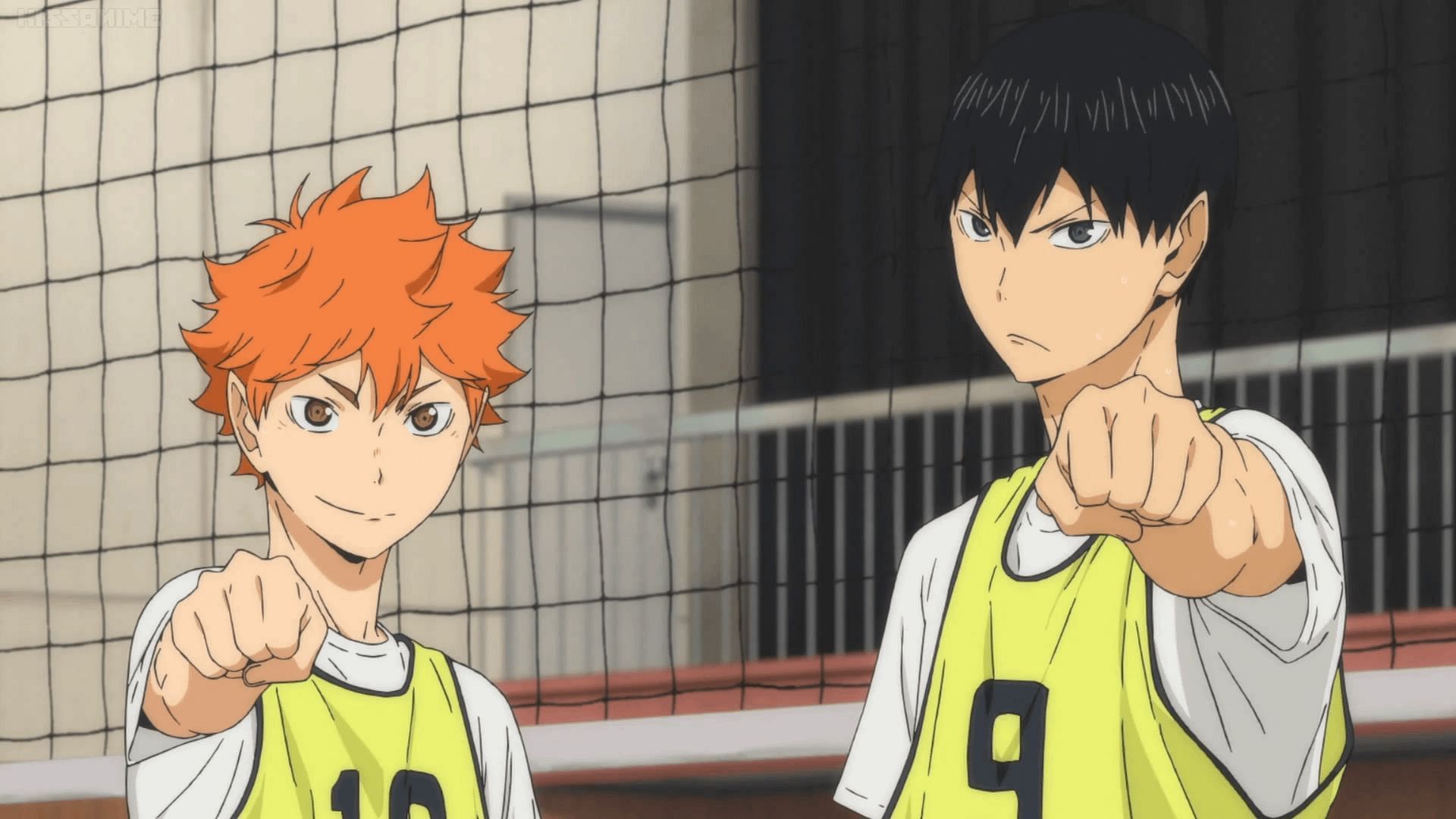 Hinata (left) and Kageyama (right) as seen in the Haikyu!! anime (Image via Production I.G)