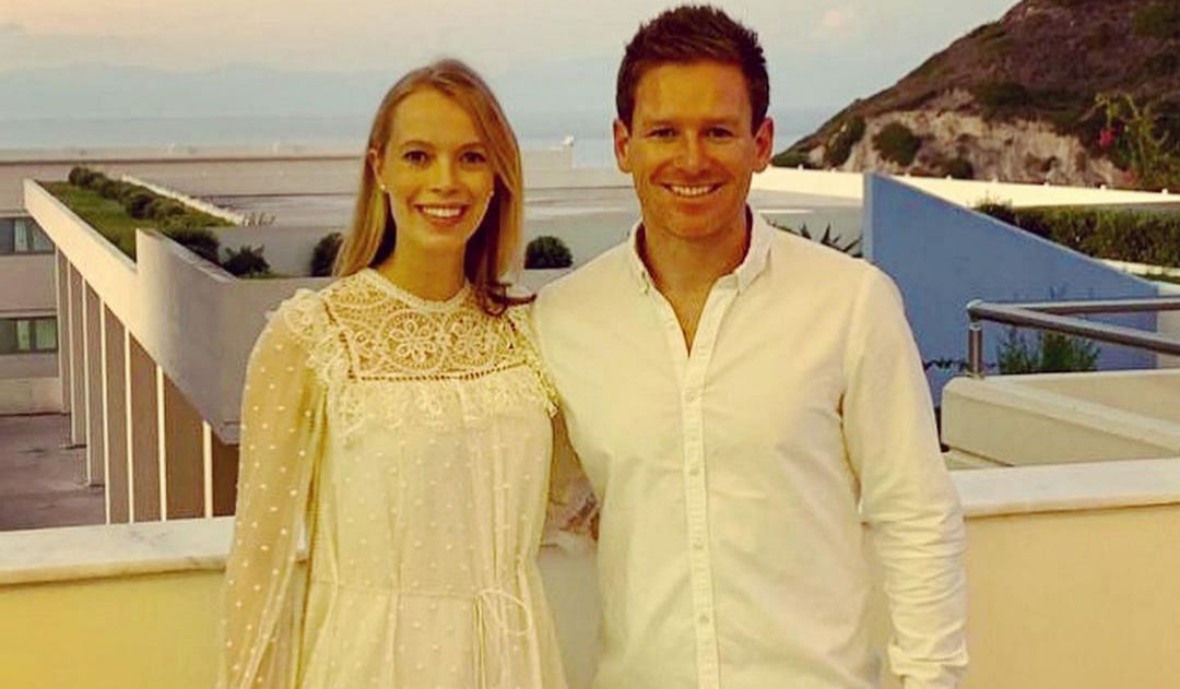 Eoin Morgan with his wife