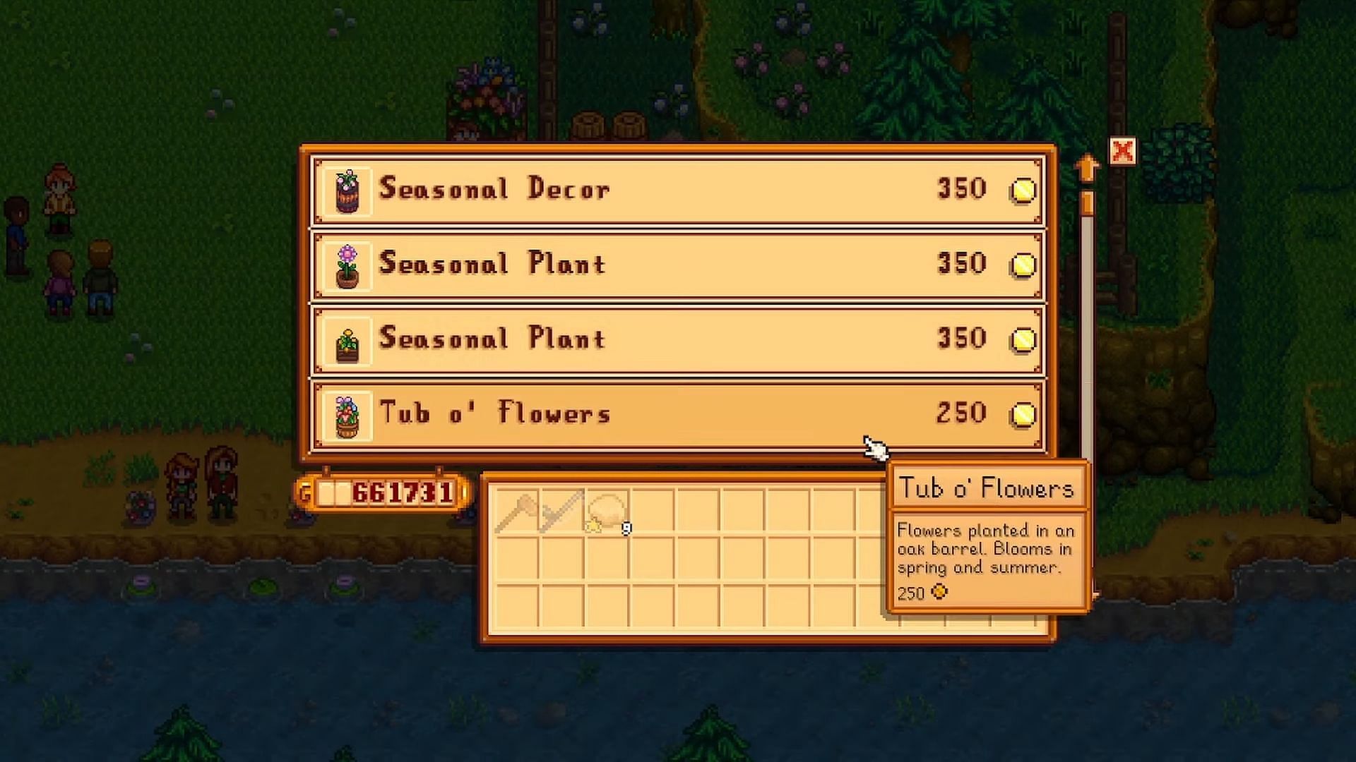 The shopping booth contains some amazing seasonal goodies (Image via ConcernedApe II Cozy Bird Gaming on YouTube)