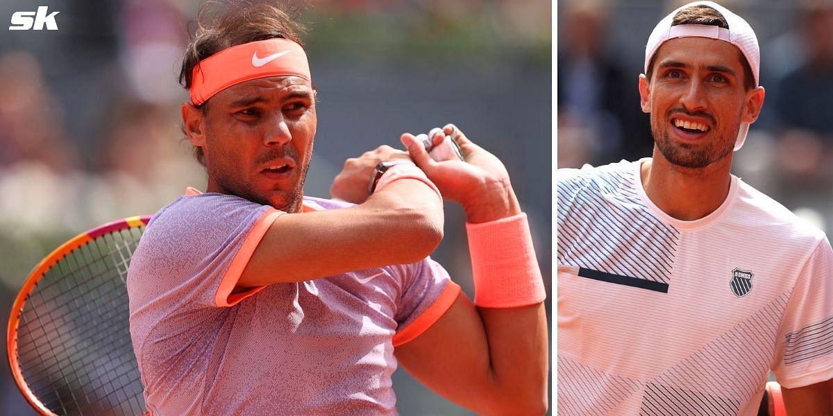 Rafael Nadal (L) and Pedro Cachin