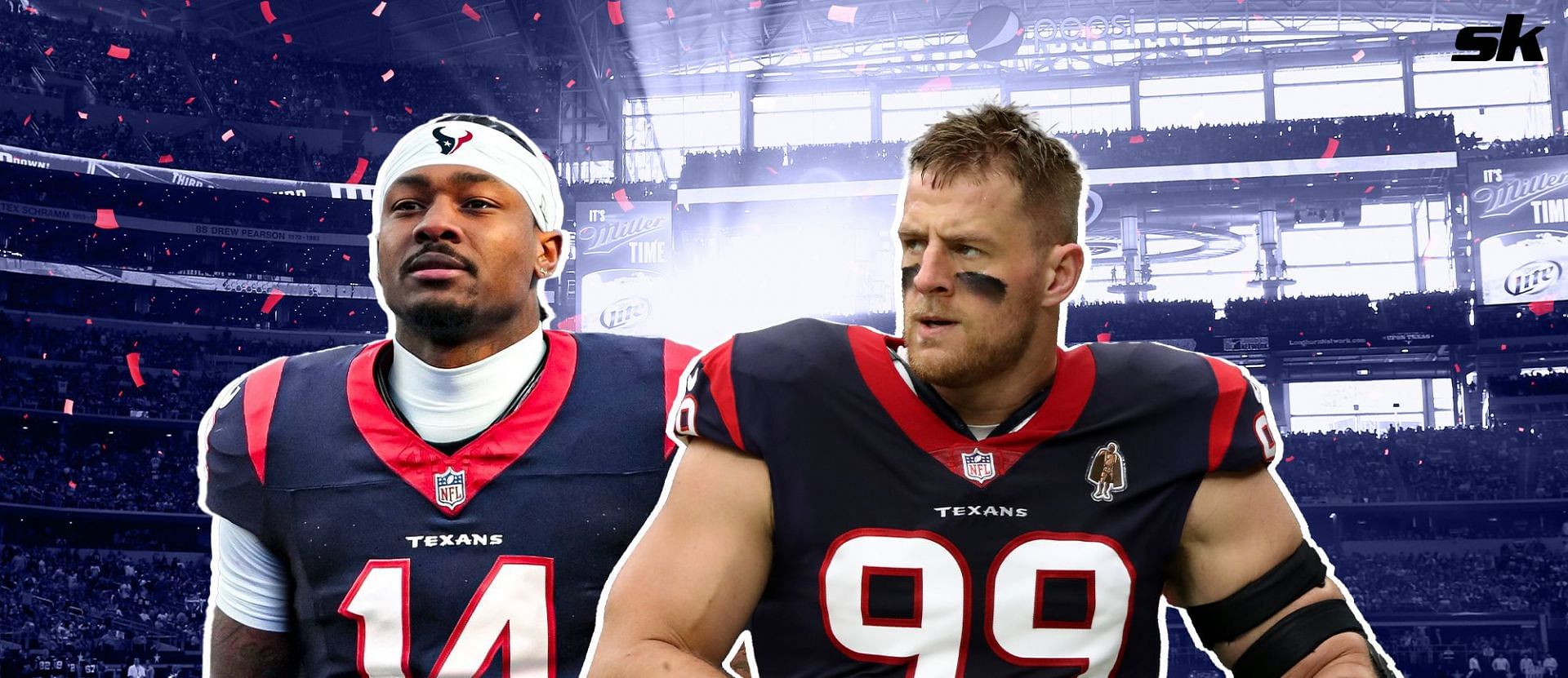 JJ Watt cheers as Stefon Diggs joins Texans in game-changing trade