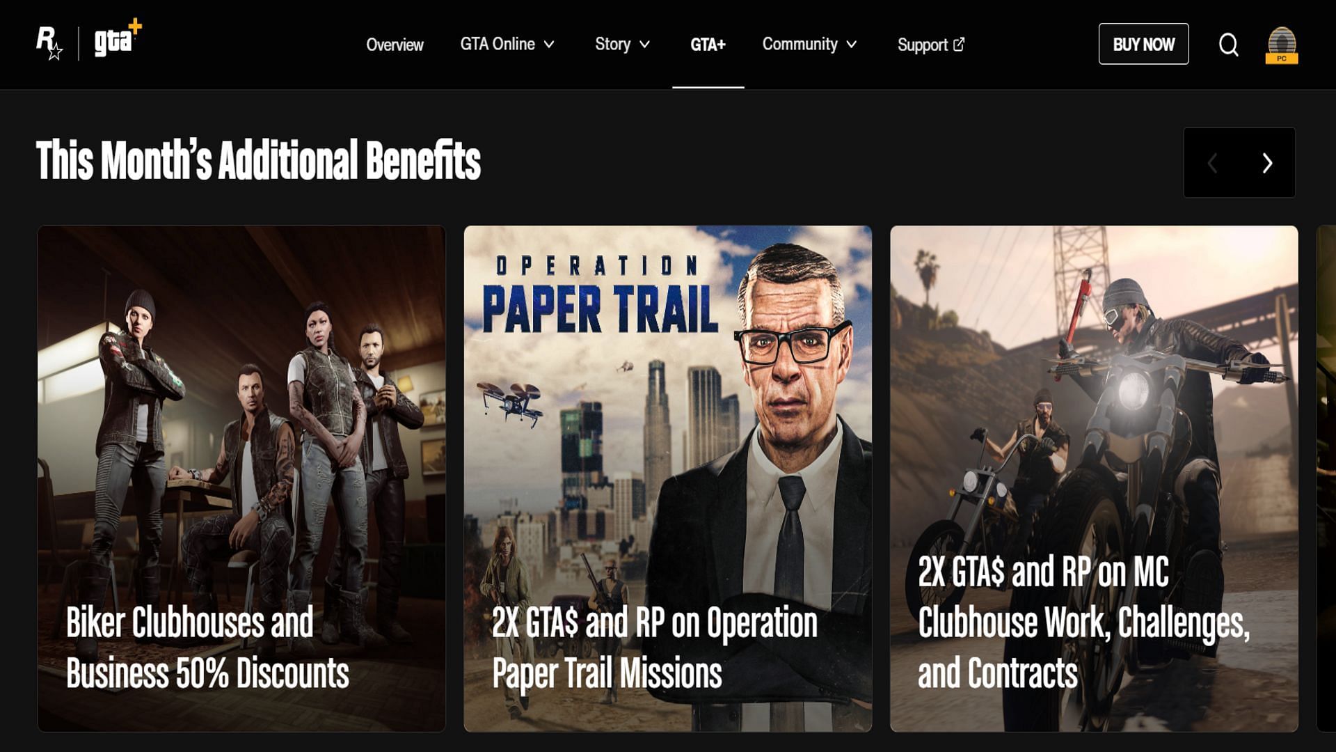 The recent month benefits of buying the subscription (Image via Rockstar Games)