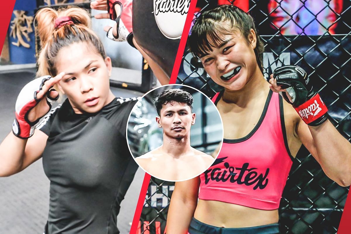 Superbon (inset) doesn&rsquo;t think Denice Zamboanga (L) can beat Stamp Fairtex (R). -- Photo by ONE Championship