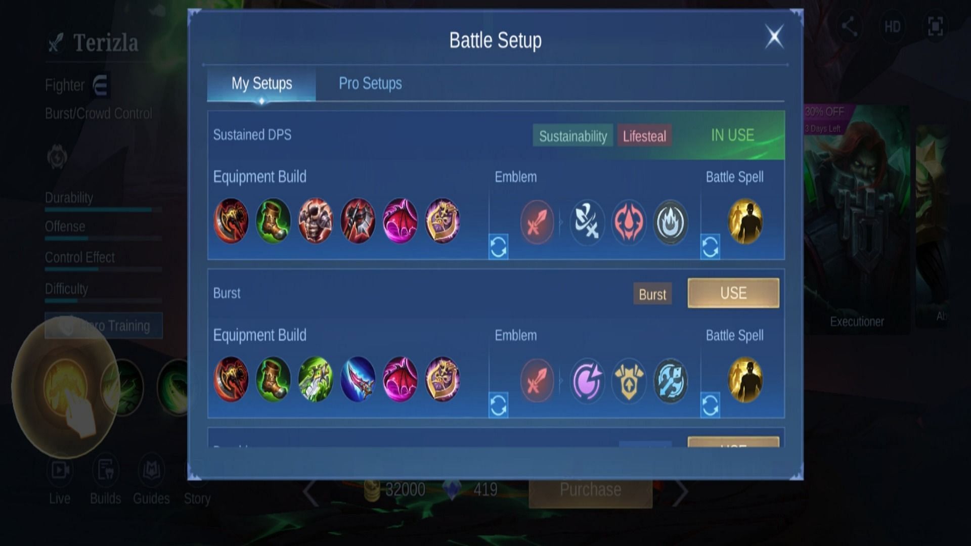 You can follow the preset builds that MLBB provides or customize your build as per your preferences (Image via Moonton Games)