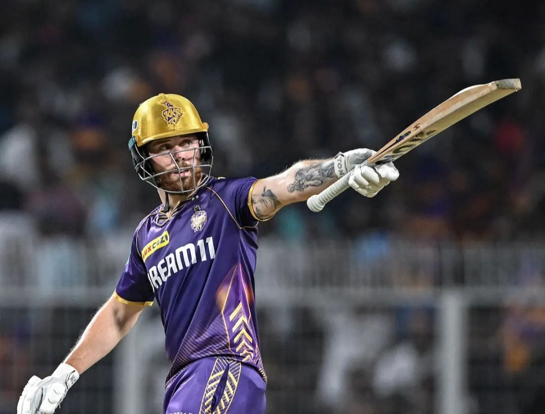 Phil Salt acknowledging his fifty for KKR