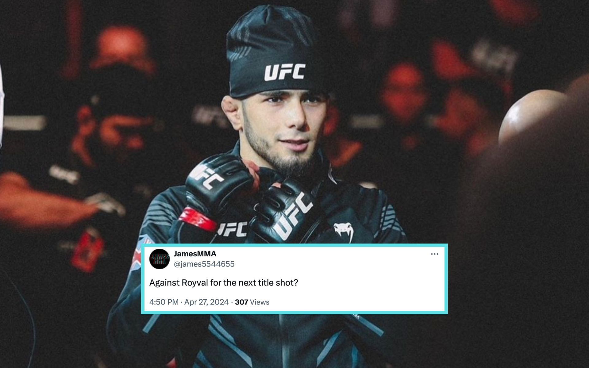 Fans react to Muhammad Mokaev (pictured) hinting at a fight on UFC 304 [Photo Courtesy @mokaev_muhammad on Instagram]