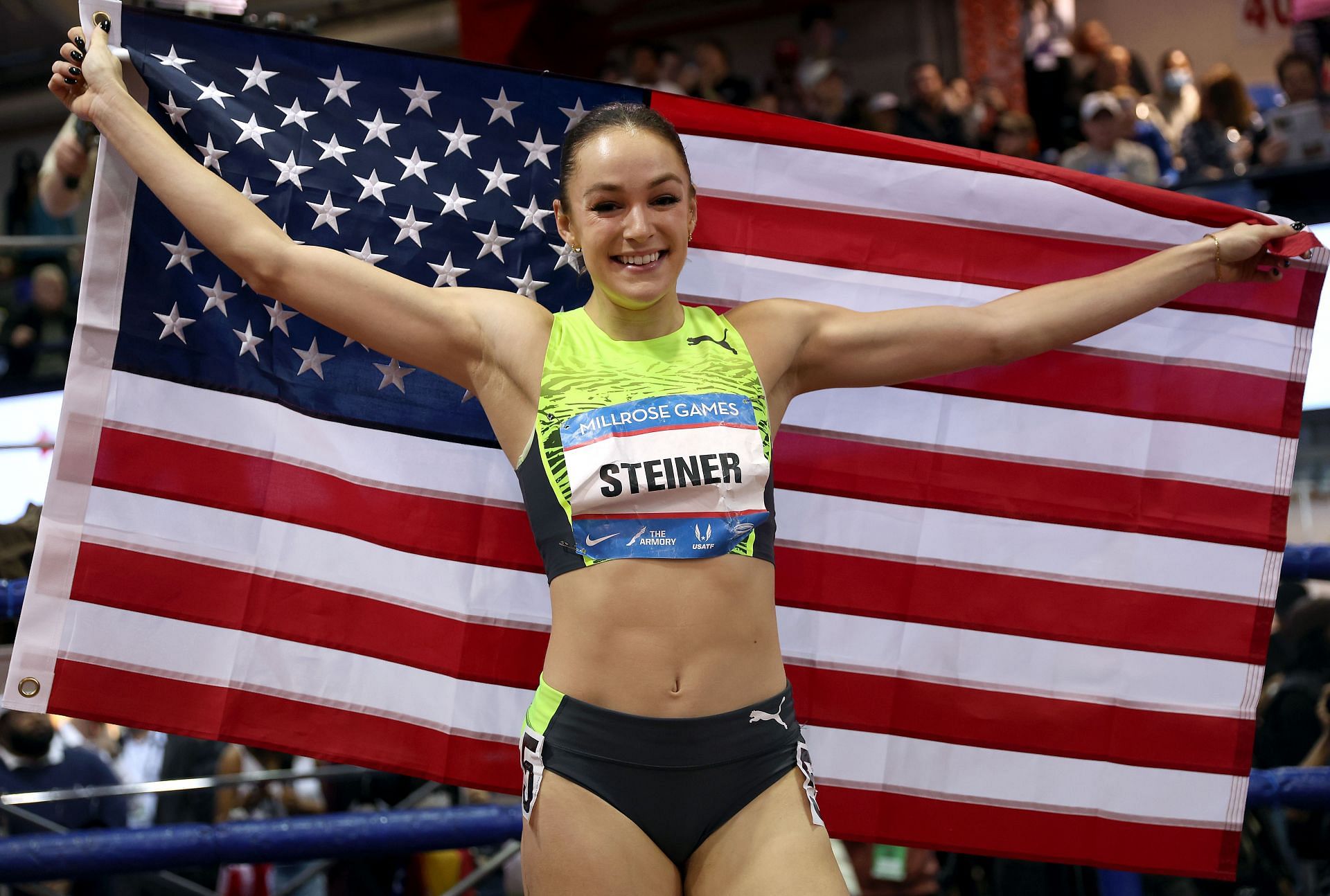 Abby Steiner at the 115th Millrose Games. (Photo by Jamie Squire/Getty Images)