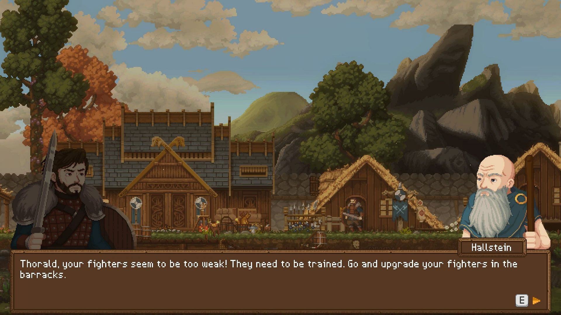 The old man will occasionally offer helpful advice in Sons of Valhalla (Image via Hooded Horse)