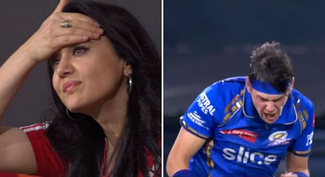[Pictures] Ashutosh Sharma's wicket draws contrasting reactions from Preity Zinta and Gerald Coetzee in PBKS vs MI IPL 2024 thriller