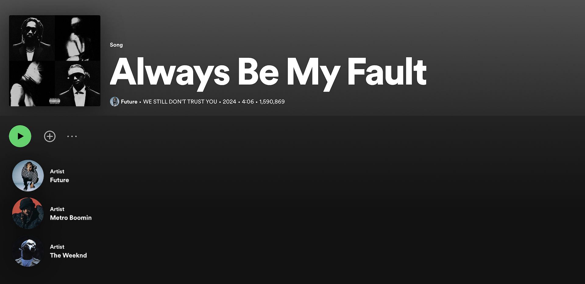 Track 16 on &#039;We Still Don&#039;t Trust You&#039; (Image via Spotify)