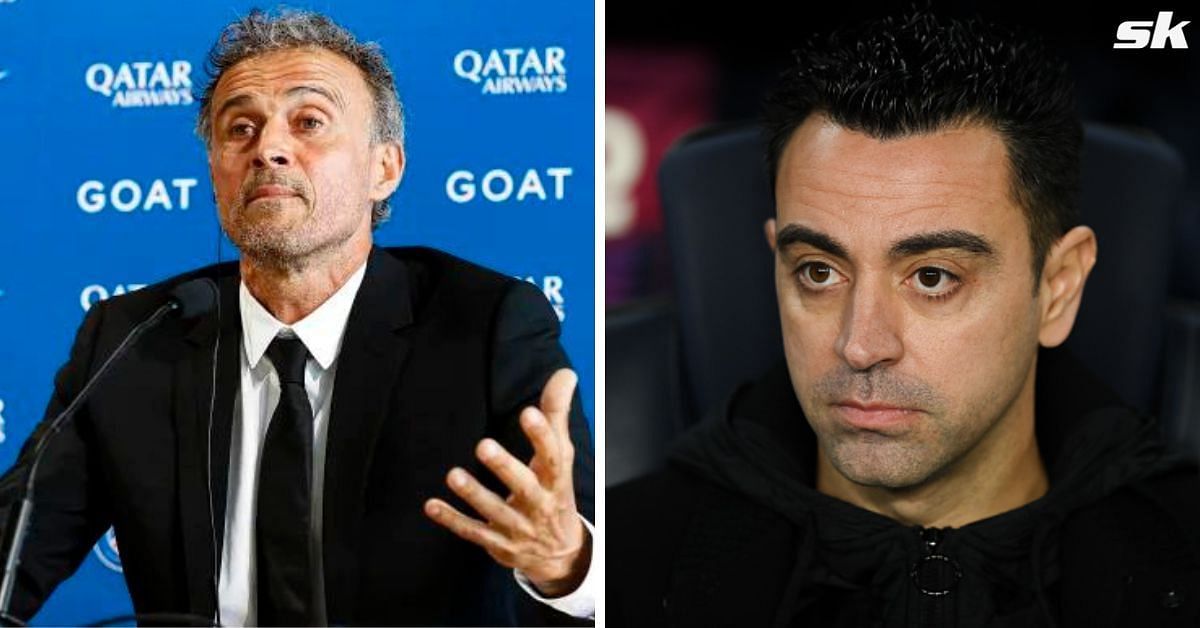 PSG boss Luis Enrique (left) and Barcelona manager Xavier Hernandez