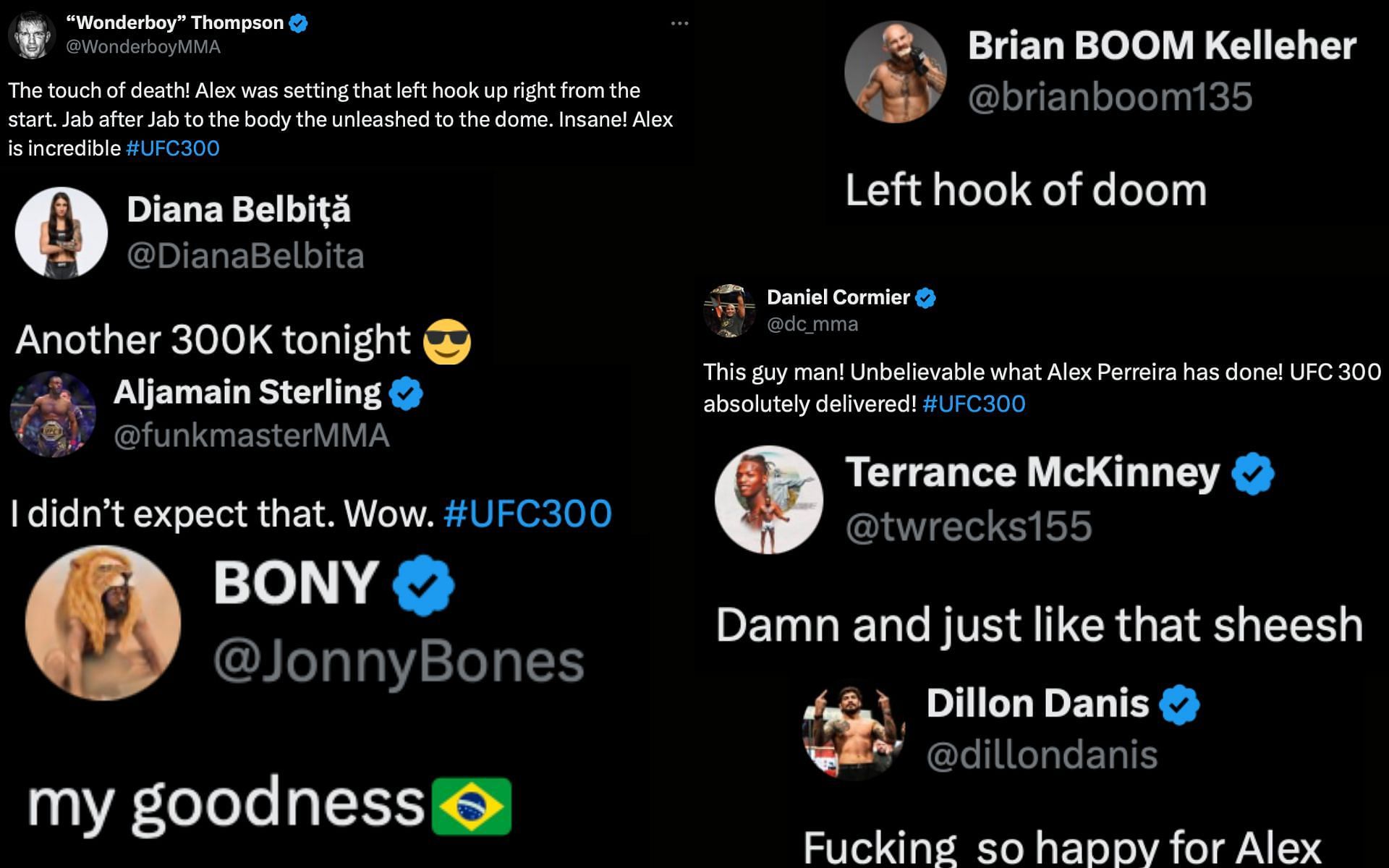 Fighters react to Pereira&#039;s victory over Hill.