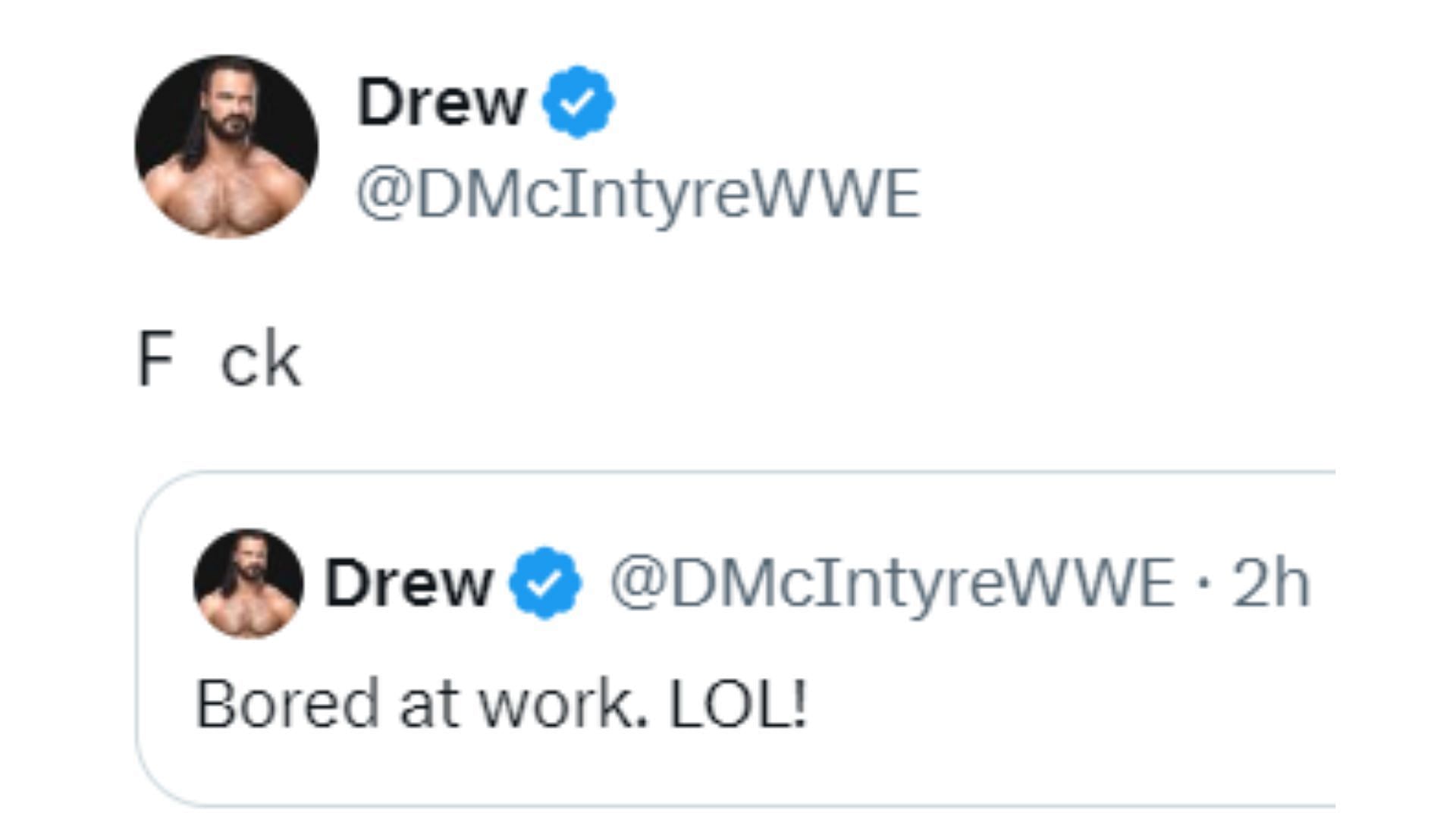 Drew McIntyre&#039;s non-PG tweet