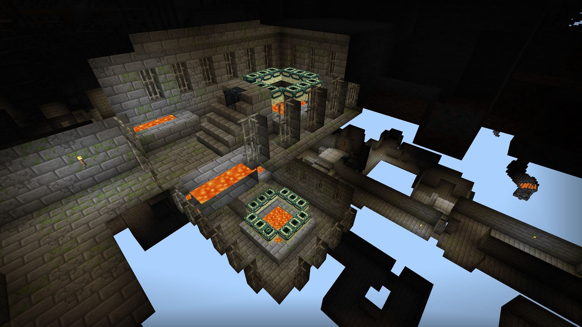 This Minecraft Bedrock seed has two End portals in close proximity (Image via u/Rajnoka/Reddit)