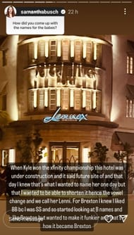 Samantha Busch's Instgram story