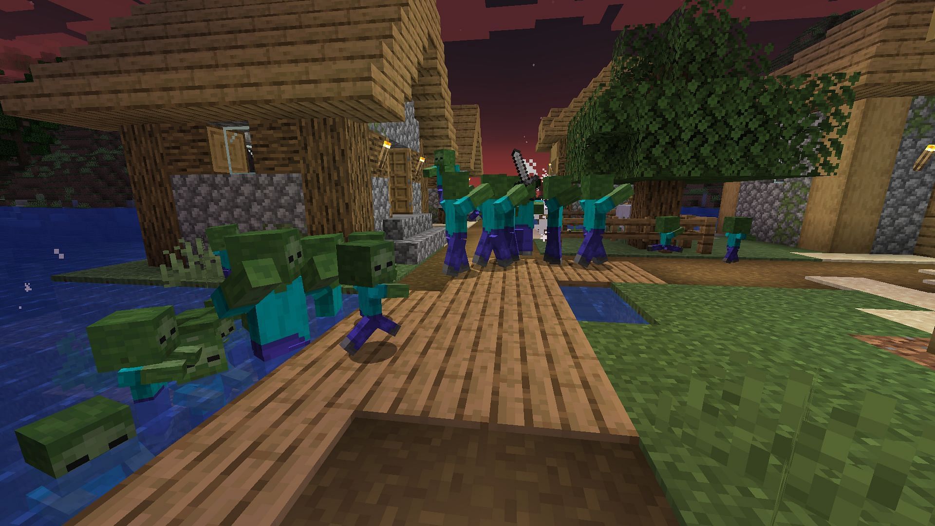 Zombie Siege can randomly take place in a village (Image via Mojang Studios)