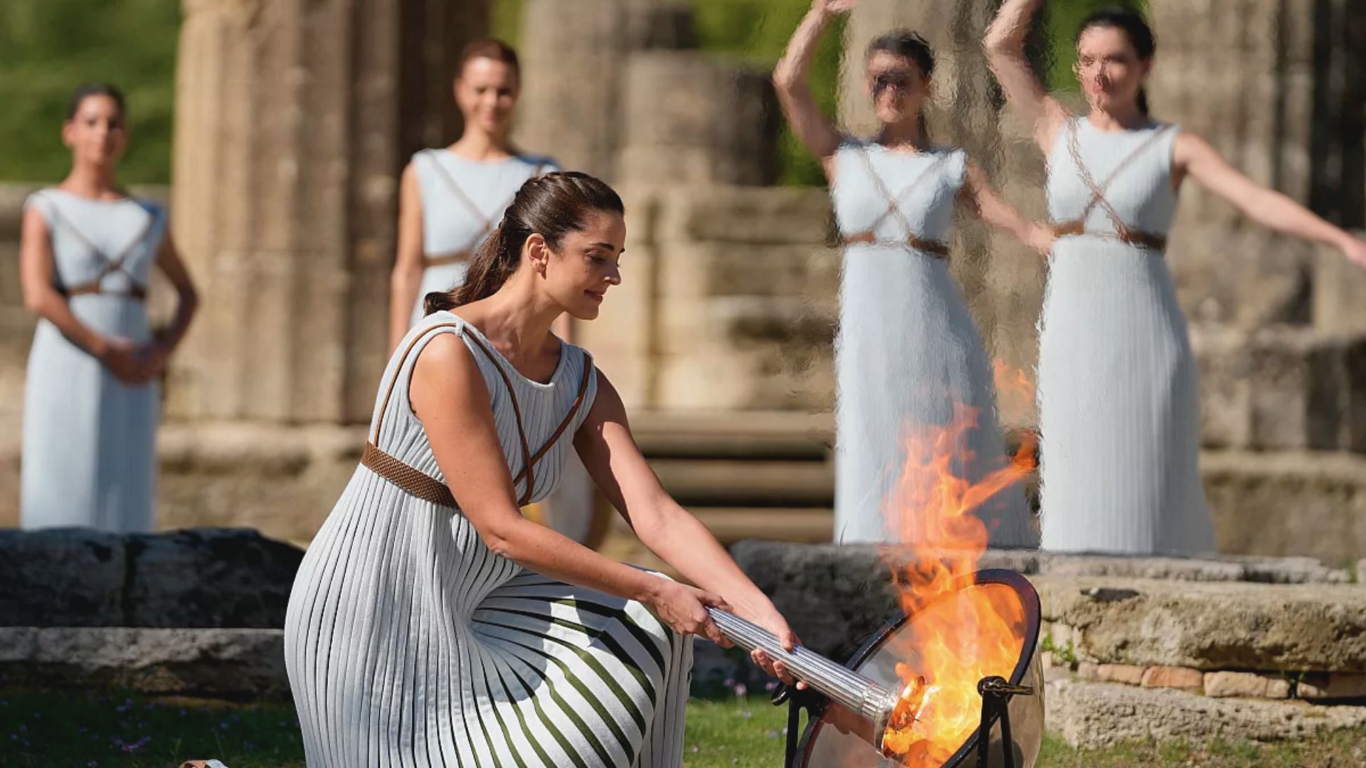 Olympics flame being lit in Ancient Olympia