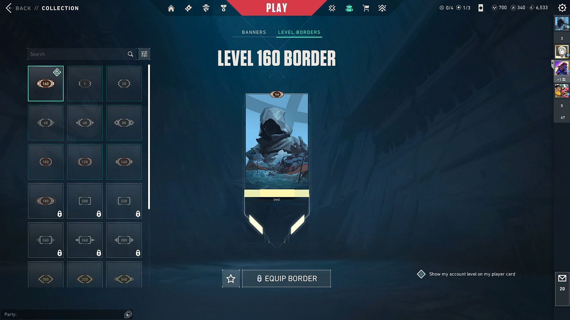 Level borders in Valorant (Image via Riot Games)