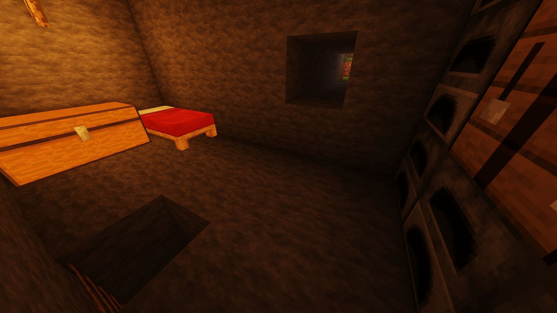 Bases can realistically be hidden and then accessed via crawling (Image via Mojang)