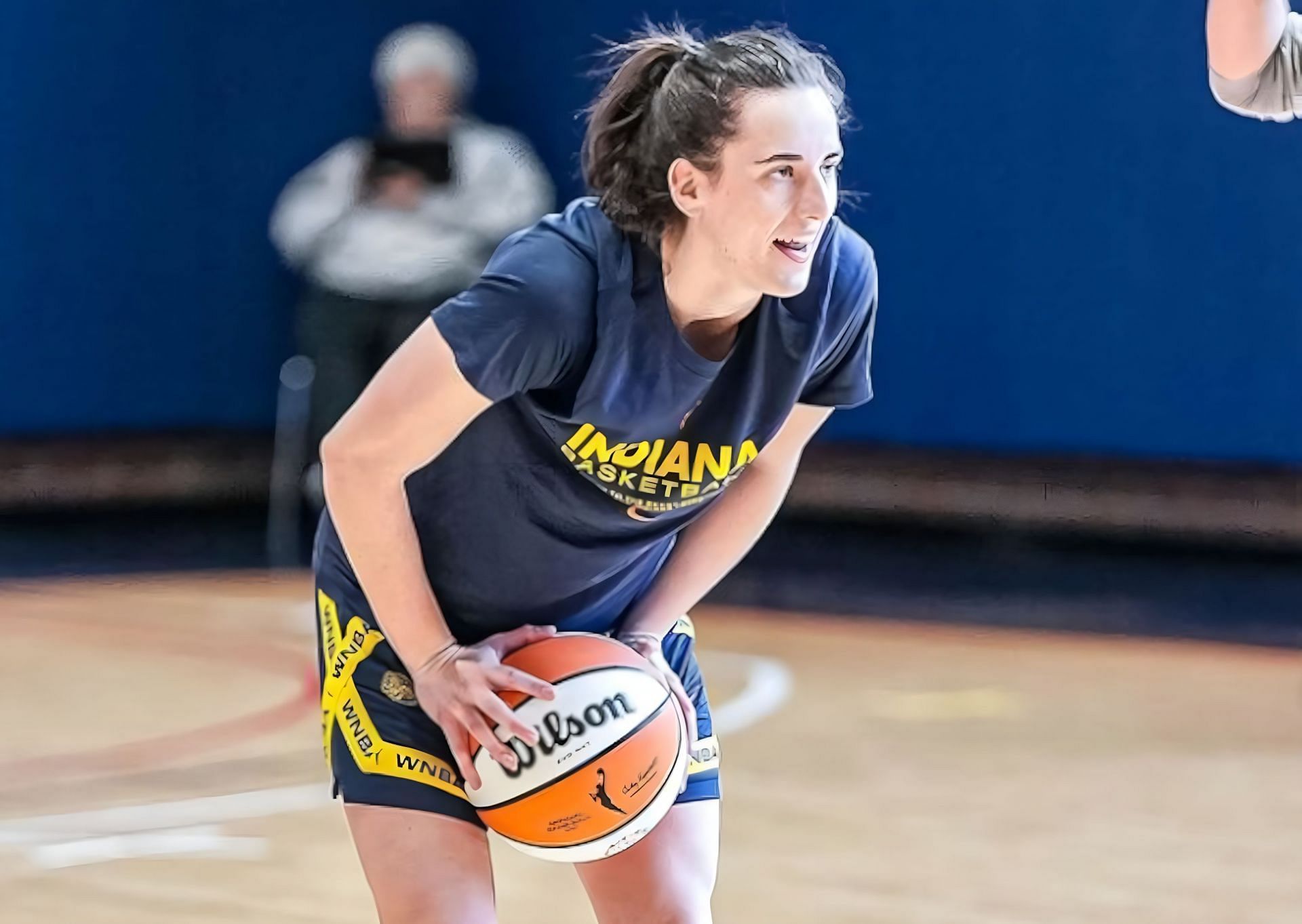 Indiana Fever rookie Caitlin Clark at team practice. 