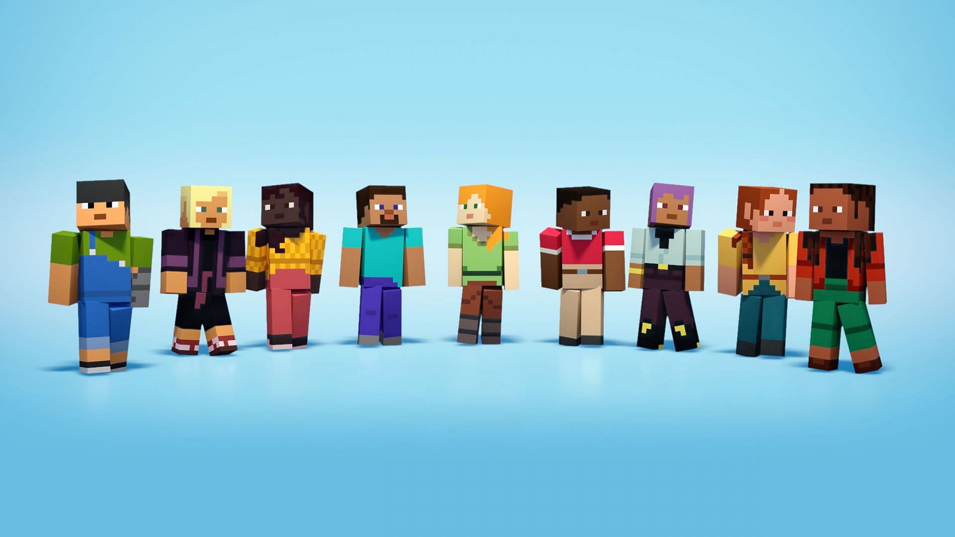 There are nine different characters or skins in Minecraft (Image via Mojang Studios)