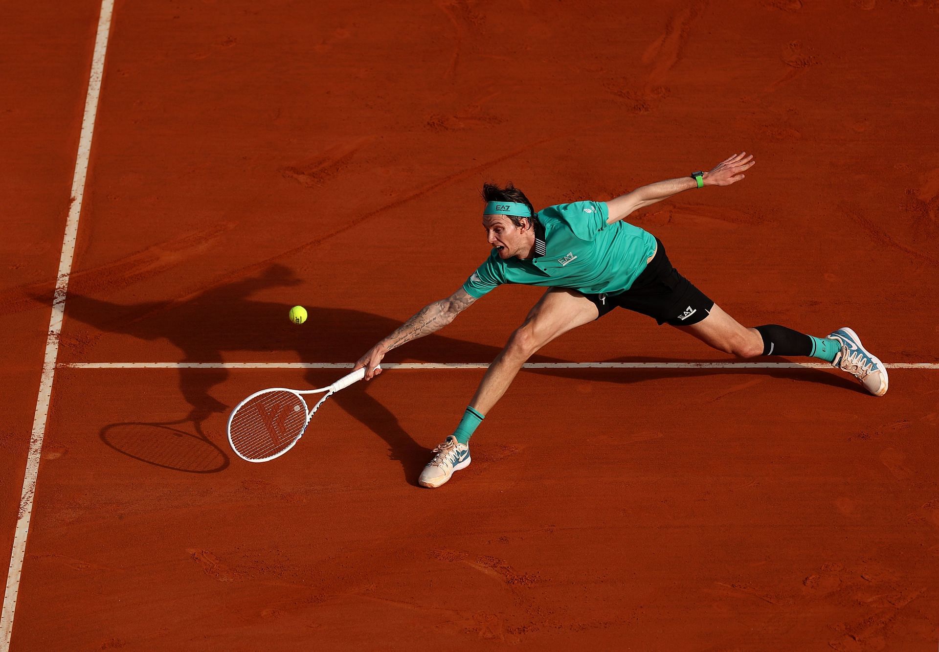 Alexander Bublik in action at the 2024 Rolex Monte-Carlo Masters