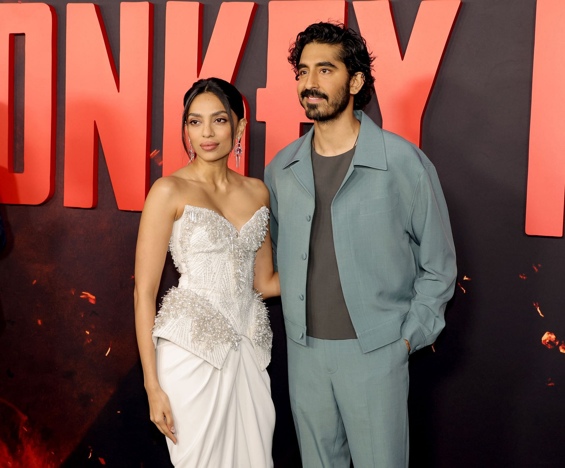 Sobhita Dhulipala and Dev Patel at the LA premiere of &quot;Monkey Man&quot; (via Getty/Kevin Winter)