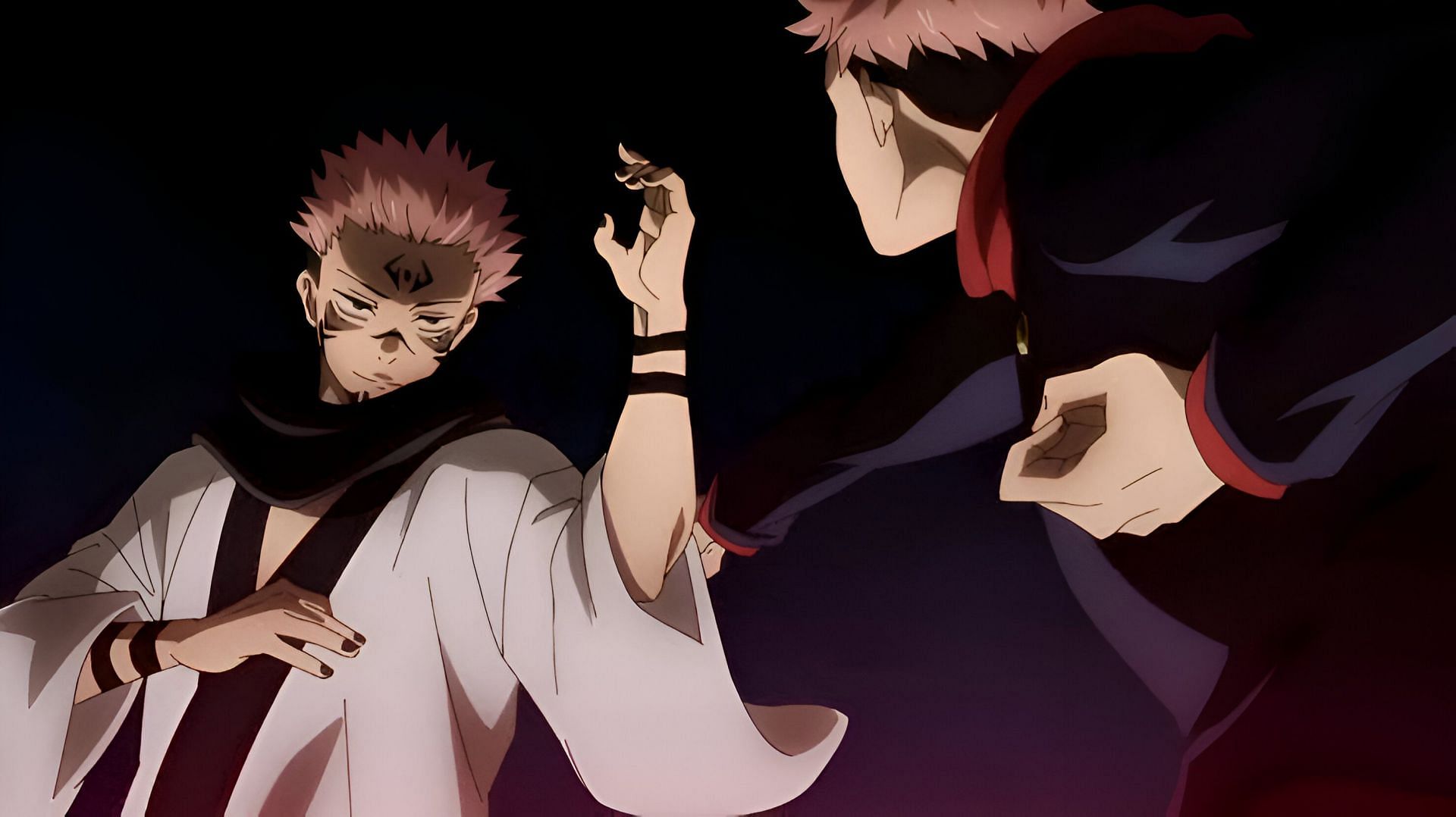 Sukuna (left) and Itadori (right) as seen in the anime (Image via MAPPA)