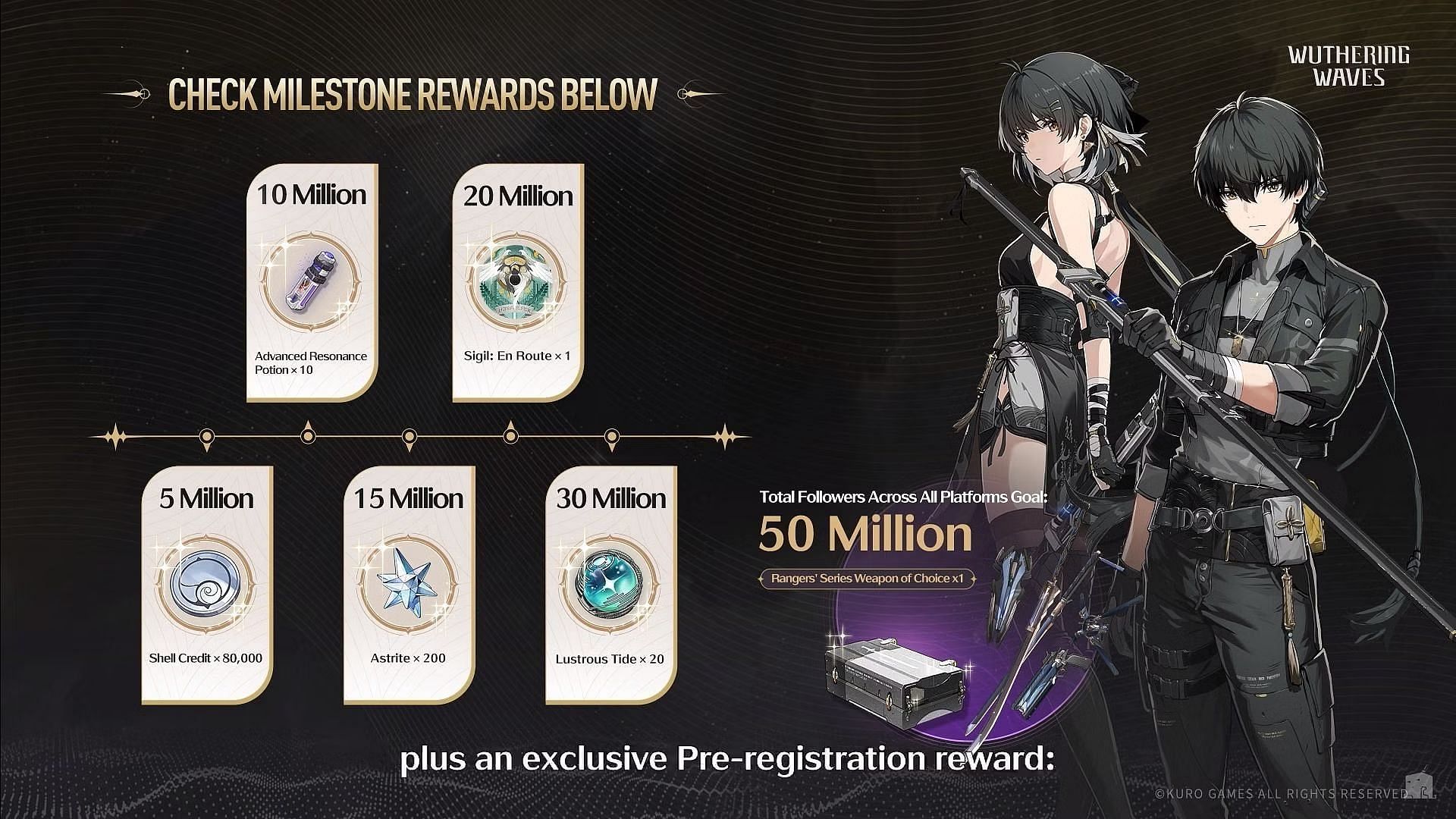 Pre-registration milestones and rewards (Image via Kuro Games)