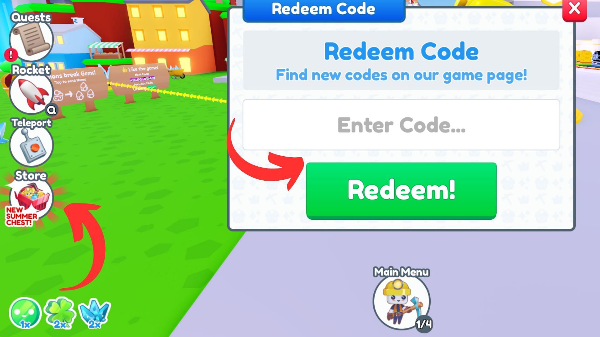 Redeem codes in Minion Simulator (Image via Roblox || Sportskeeda)