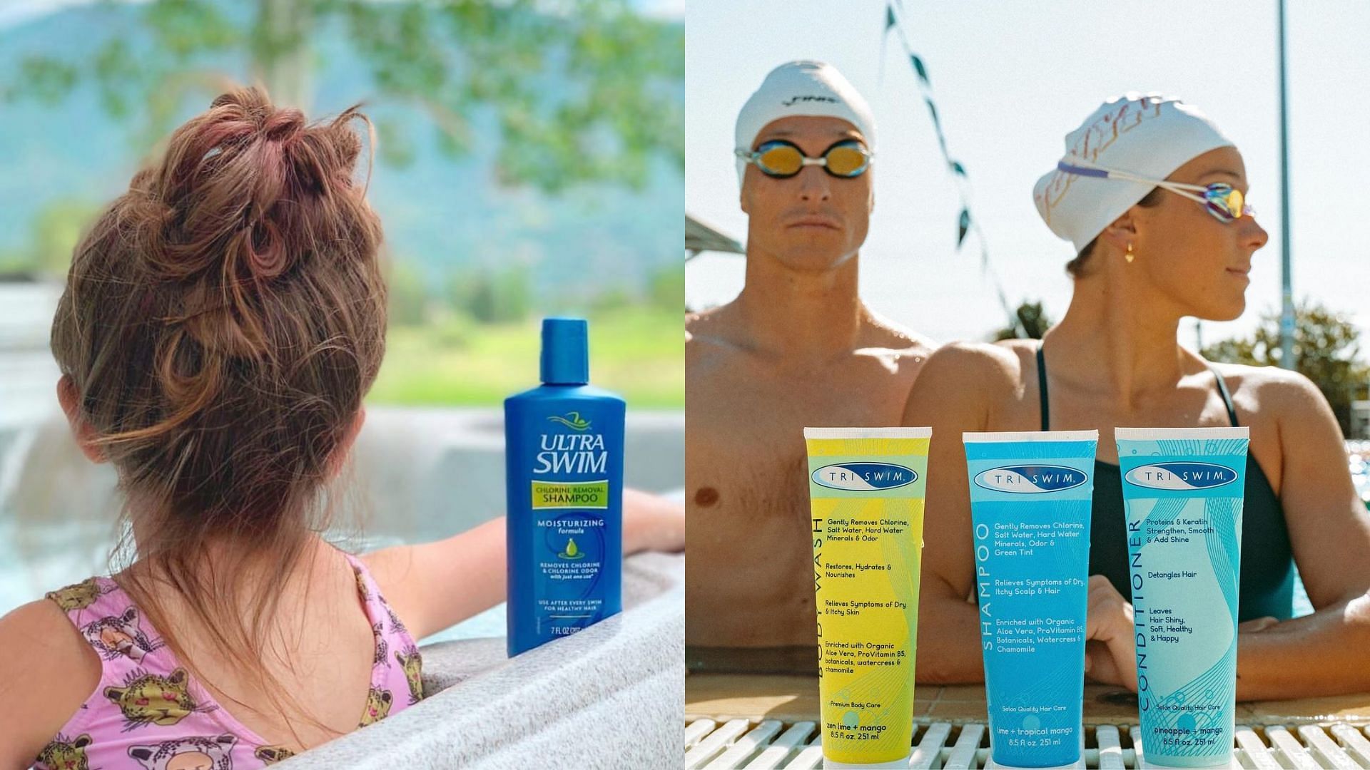 Chlorine removal shampoos (Image via @ultraswimshampoo, @sbrsportsusa/ Instagram)