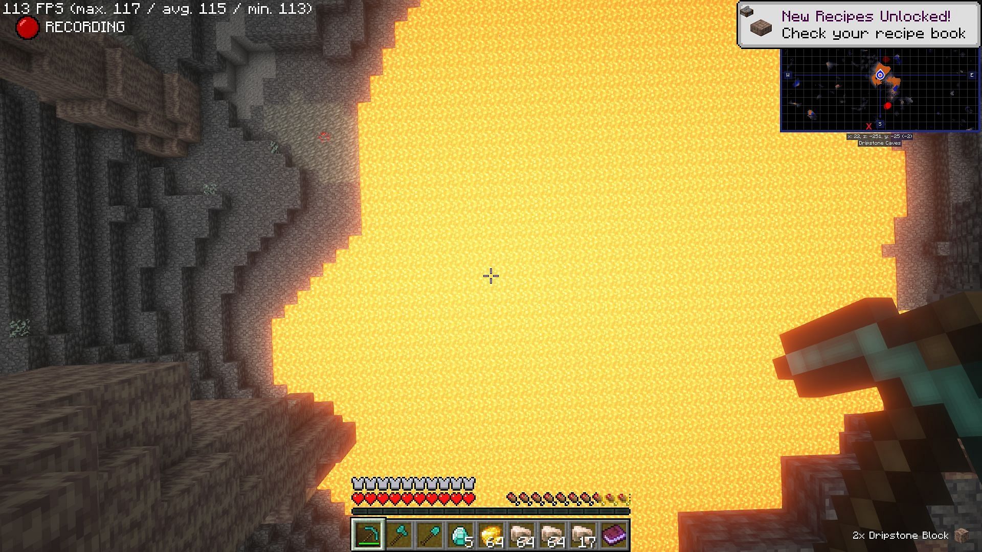 Digging straight down is a quick way to lose literally everything (Image via Mojang)