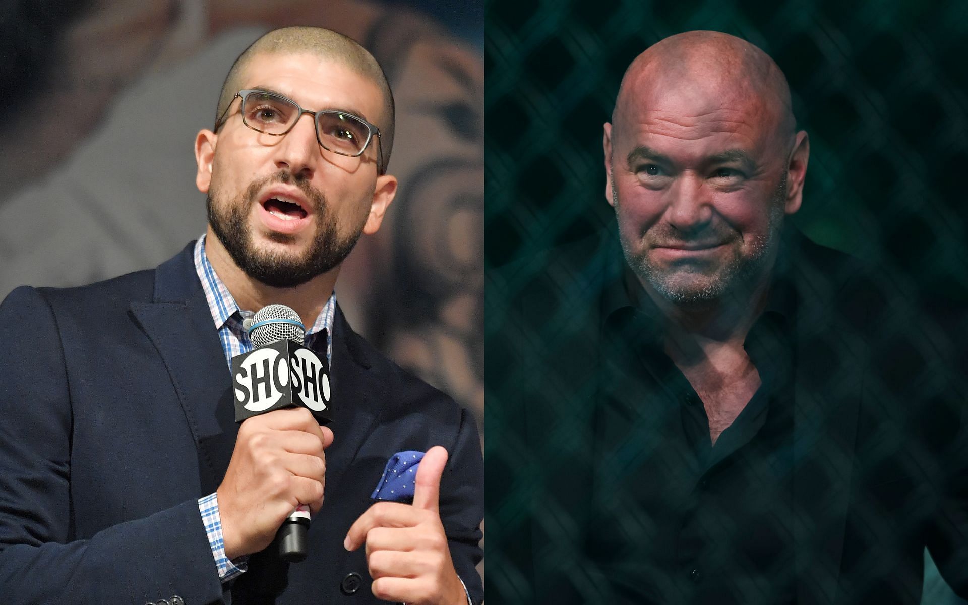 Ariel Helwani (left) has a long-standing feud with UFC and Dana White (right). [via Getty Images]