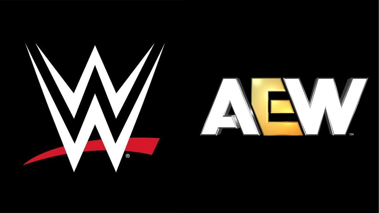 WWE logo (left) and AEW logo (right)