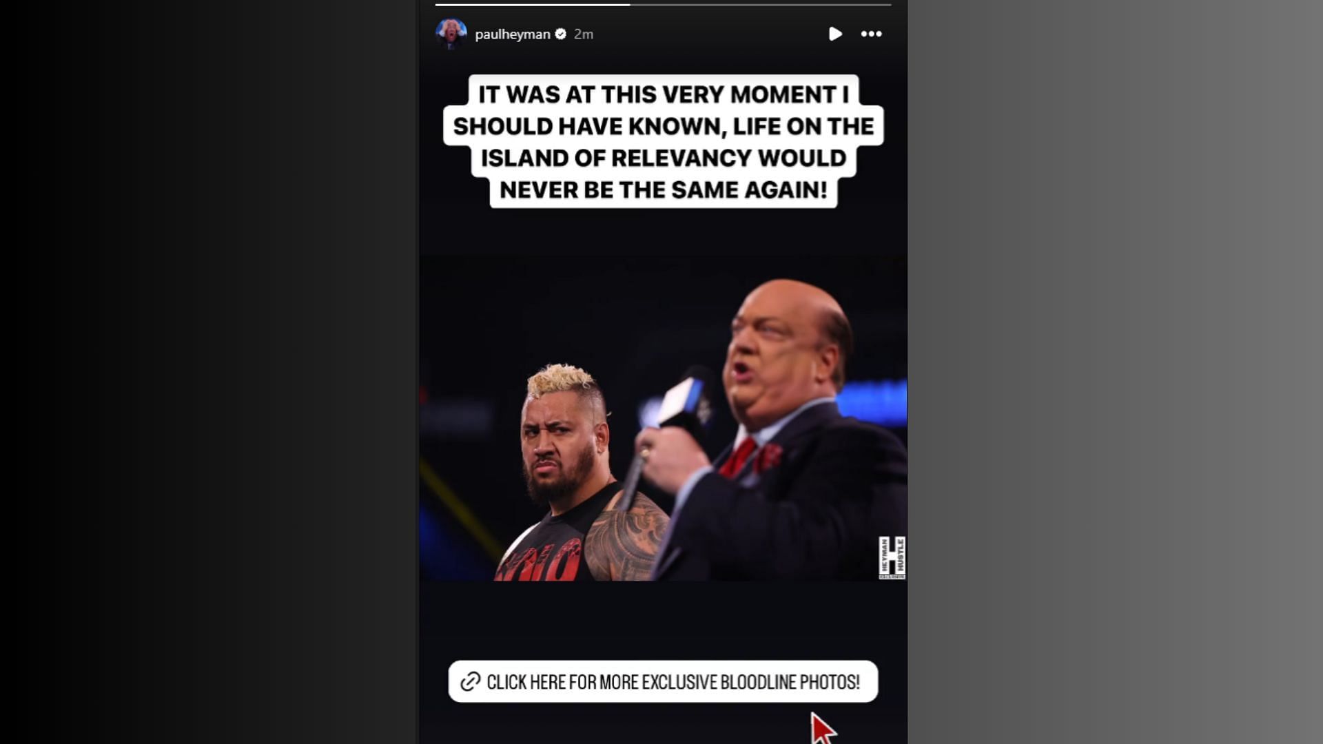Paul Heyman posted about the moment online