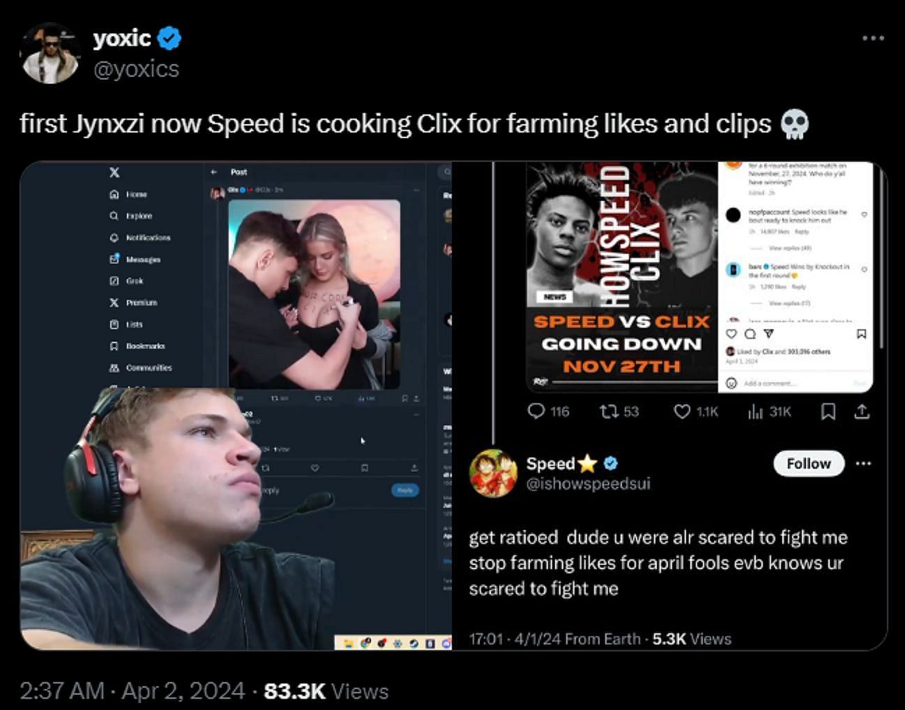 Fans react to the new online beef (Image via X)