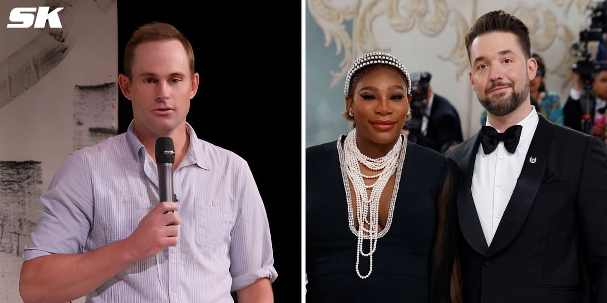 (Left to Right) Andy Roddick, Serena Williams and husband Alexis Ohanian