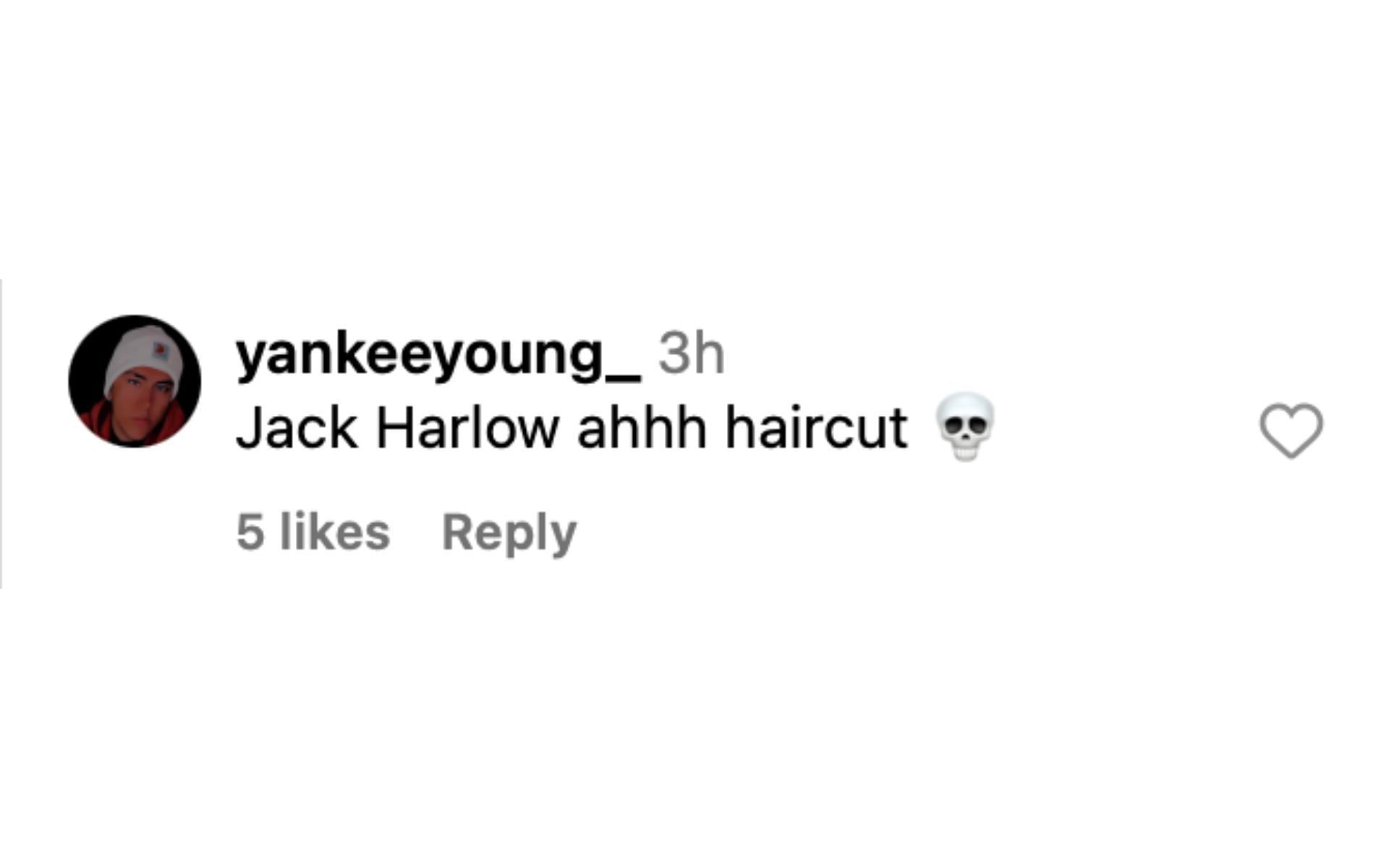 Fan mocking Jake Paul for resembling Jack Harlow [via @jakepaul on Instagram]
