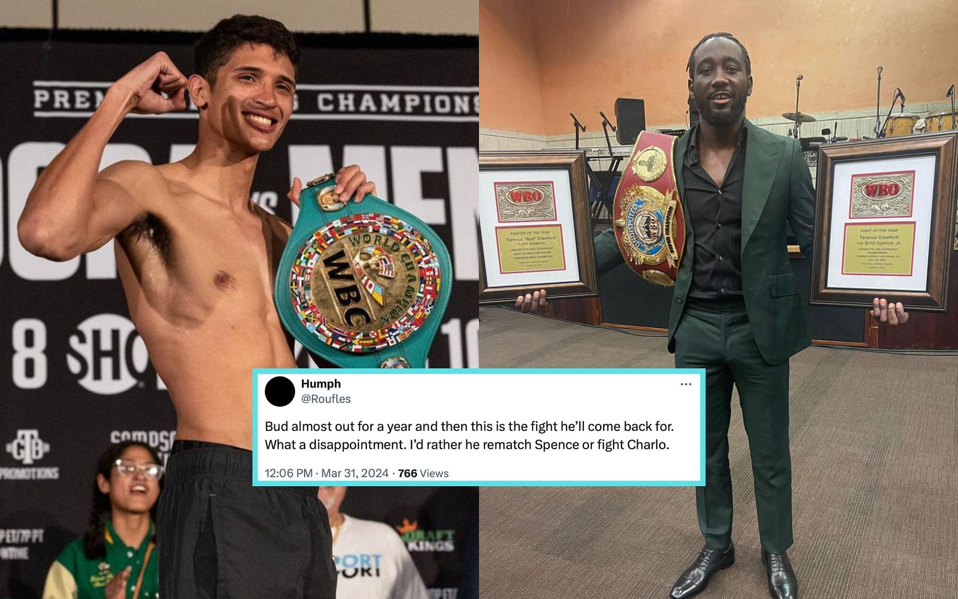 Sebastian Fundora (left) rumored to defend his title against Terence Crawford (right) [Photo Courtesy @seb_fundora and @tbudcrawford on Instagram]