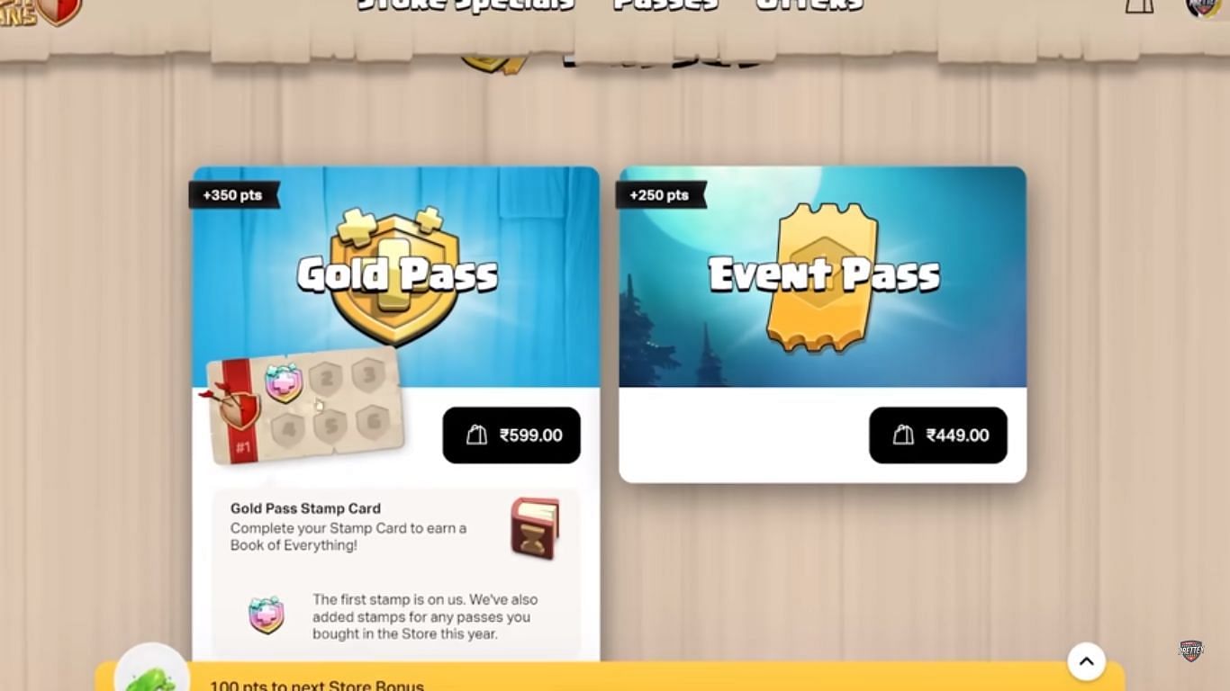 Gold Pass offer and stamps (Image via Supercell)