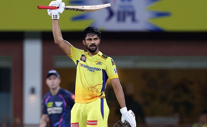 [Watch] Ruturaj Gaikwad slams a boundary to get to his ton in CSK vs LSG IPL 2024 match