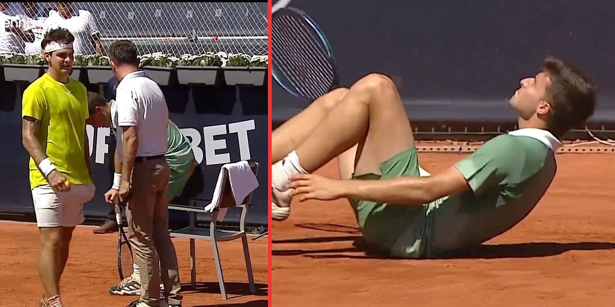 Horror scenes at Tiriac Open as Luca Nardi suffers nasty ankle injury