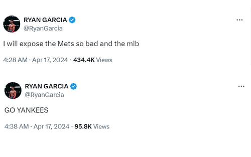 Screenshot of Ryan Garcia's tweet on X