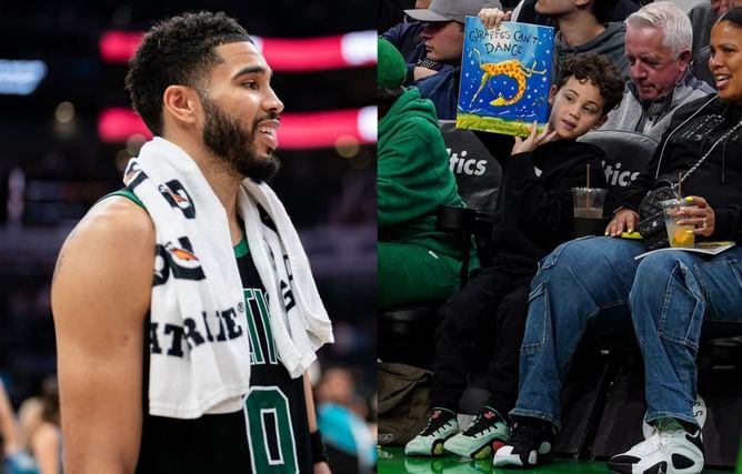 Jayson Tatum's son Deuce shares bedtime book with Celtics bench during 30-point lead over OKC