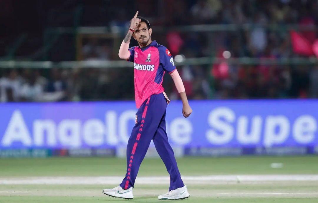 Yuzvendra Chahal celebrating a wicket for RR