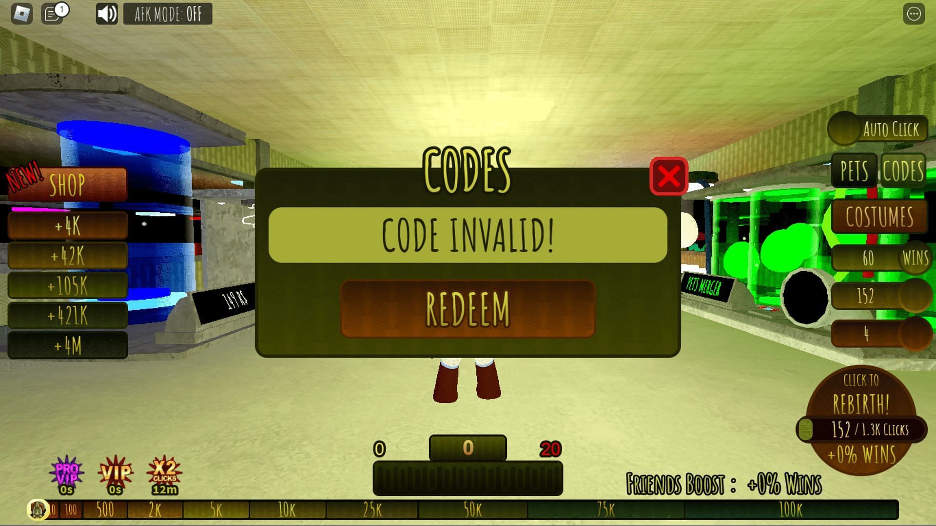 Troubleshoot codes in Backrooms Race Clicker with ease (Image via Roblox)